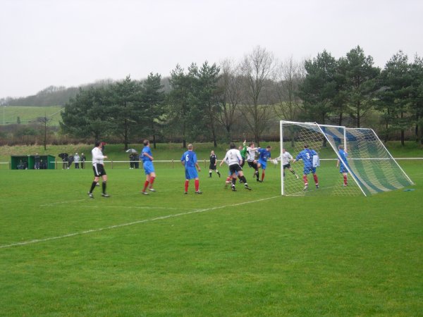 Action in the AXA goalmouth