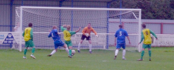 A saving tackle from a Slimbridge defender